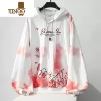 YANXU潮牌国潮渐变色樱花刺绣情侣连帽卫衣男款日系宽松情侣装外套