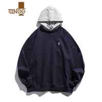 YANXU美式连帽撞色卫衣刺绣运动服休闲套头帽衫假男生秋季外套