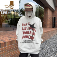 YANXUscs想文 美式高街星星字母印花连帽卫衣男女宽松百搭情侣上衣