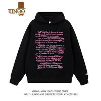 YANXU小古万vintage多字母印花连帽卫衣男女美式潮牌宽松情侣帽衫