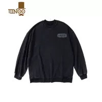 YANXUMz 美式做旧水洗破洞圆领套头卫衣男oversize个性潮牌宽松ins上衣
