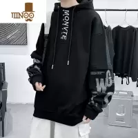 YANXU潮牌新款拼接连帽卫衣男生潮流宽松设计感小众ins外套