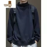 YANXU胖子高领运动卫衣男藏青色250斤大码男装宽松男士内搭打底衫