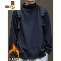 YANXU胖子高领运动卫衣男藏青色250斤大码男装宽松男士内搭打底衫