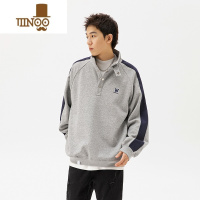 YANXU美式复古卫衣男新品潮牌设计感小众外套宽松休闲拼接情侣上衣