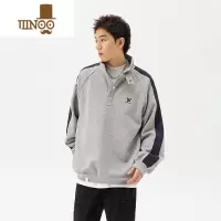YANXU美式复古卫衣男新品潮牌设计感小众外套宽松休闲拼接情侣上衣