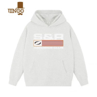 YANXUSOS美式复古SR发泡印花连帽卫衣男女同款情侣拉绒帽衫