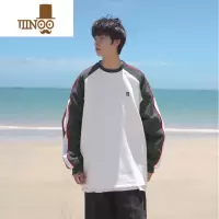 YANXUE秋季新款男圆领卫衣370g运动感拼色休闲学生上衣潮