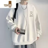 YANXU潮牌反光小熊圆领卫衣男ins潮流宽松打底衫情侣装长袖