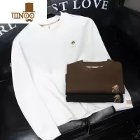 YANXU弹力菠萝纹 欧洲站白色圆领卫衣男潮牌长袖痞帅t恤男士修身