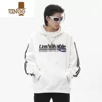 YANXU欧美潮牌oversize印花连帽卫衣男秋季美式复古宽松慵懒风情侣帽衫