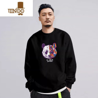 YANXU高端圆领无帽卫衣男潮牌熊猫2023年新款长袖加绒高街