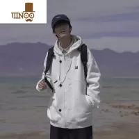 YANXUE2023秋季新款男新款连帽卫衣360g休闲舒适字母刺绣开衫百搭外套