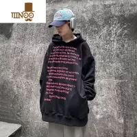 YANXU国潮美式街头字母连帽卫衣外套男女宽松情侣装休闲套头上衣