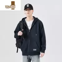 YANXU连帽拉链开衫卫衣男士衣服潮牌宽松大码加绒休闲外套