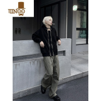 YANXU欧美高街vibe卫衣男小众设计感双拉链连帽开衫低领口潮牌美式外套