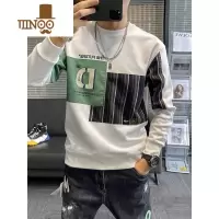 YANXU卫衣男2023圆领秋季新款加厚无帽加绒青年潮牌休闲潮流