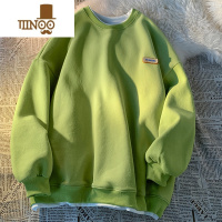 YANXU潮牌绿色圆领卫衣男ins新款潮流无帽假情侣装外套