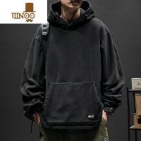 YANXU冬季摇粒绒连帽卫衣男加绒加厚休闲宽松大码羔绒套头长袖上衣潮