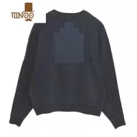 YANXU日系潮牌CE水洗深灰色宽松男女圆领套头刺绣情侣卫衣