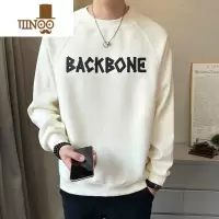 YANXU圆领卫衣男士2023新款春潮牌长袖上衣休闲装加绒加厚打底衫