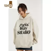 YANXU Studio基础logo连帽卫衣国潮牌男女宽松休闲加绒外套