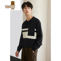 YANXU男士圆领卫衣长袖休闲2023新款韩版潮宽松男装无帽上衣