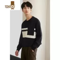 YANXU男士圆领卫衣长袖休闲2023新款韩版潮宽松男装无帽上衣