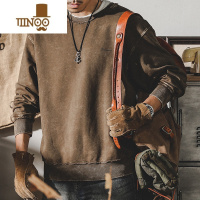 YANXU美式复古420g埃及长绒棉卫衣男潮牌蜡染做旧宽松大码男装