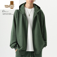 YANXU400g 开衫卫衣男宽松大码休闲运动连帽拉链夹克外套