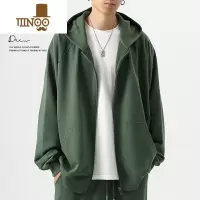 YANXU400g 开衫卫衣男宽松大码休闲运动连帽拉链夹克外套