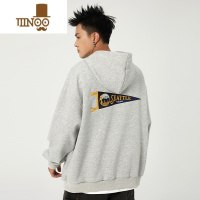 YANXU秋季连帽卫衣潮男新款刺绣印花美式情侣基础简约百搭长袖外套上衣