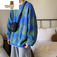 YANXU撞色条纹针织毛衣男2023年秋季潮流设计感小众多巴胺穿搭宽松外套