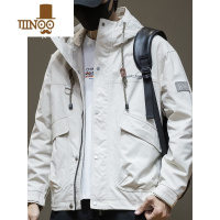 YANXU款美式复古工装风夹克男白色短款风衣外套男士大码潮牌冲锋衣