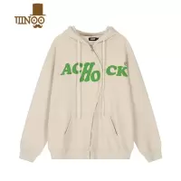 YANXUAchock S拉链卫衣设计logo泡印外套个性休闲宽松连帽情侣卫衣