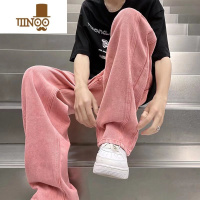 YANXU复古牛仔裤男潮牌粉色裤子港风高街宽松直筒长裤痞帅阔腿裤