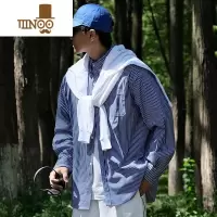 YANXU衬衫男长袖秋季廓形宽松日系复古CityBoy美式条纹休闲衬衣外套潮