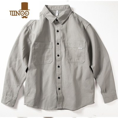 YANXU工装衬衫男日系复古衬衣外穿上衣青年潮牌早秋薄宽松休闲外套