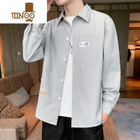 YANXU男士长袖衬衫夏季潮牌ins日系休闲衬衣潮流简约痞帅工装外套