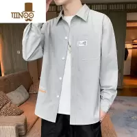 YANXU男士长袖衬衫夏季潮牌ins日系休闲衬衣潮流简约痞帅工装外套