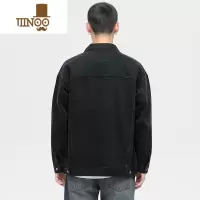 YANXU秋季牛仔外套男美式工装复古黑色夹克男士款潮牌宽松大码潮流
