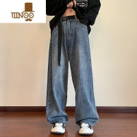 YANXU牛仔裤男潮牌夏季美式复古oversize高街直筒裤子vibe宽松阔腿长裤