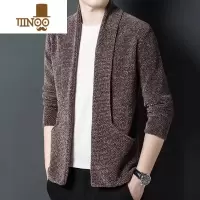 YANXU针织开衫男士款针织上衣外穿翻领雪尼尔休闲外套男