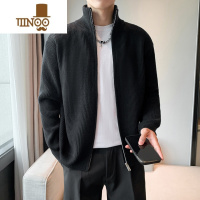 YANXU2023新款毛衣开衫薄款针织衫男士韩版潮纯色长袖拉链男外套
