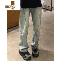 YANXU美式高街潮牌复古直筒裤宽松牛仔裤女男显瘦休闲阔腿长裤子