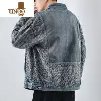 YANXU日系拼接夹克男个性复古潮流百搭帅气感痞帅牛仔上衣外套