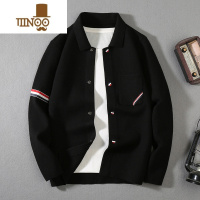 YANXU男士毛衣开衫2023年新款韩版潮流时尚翻领针织夹克外套线衫