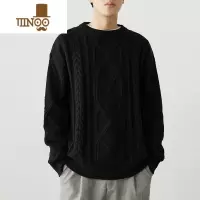 YANXU粗针麻花加厚毛衣男士2023潮流宽松针织衫慵懒风毛衫圆领百搭