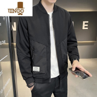 YANXU棒球领男士外套款2023新款衣服薄款针织拼接时尚休闲夹克男装