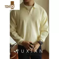 YANXUYUXIAN余闲V领针织衫套头毛衣翻领保暖男士长袖美式
